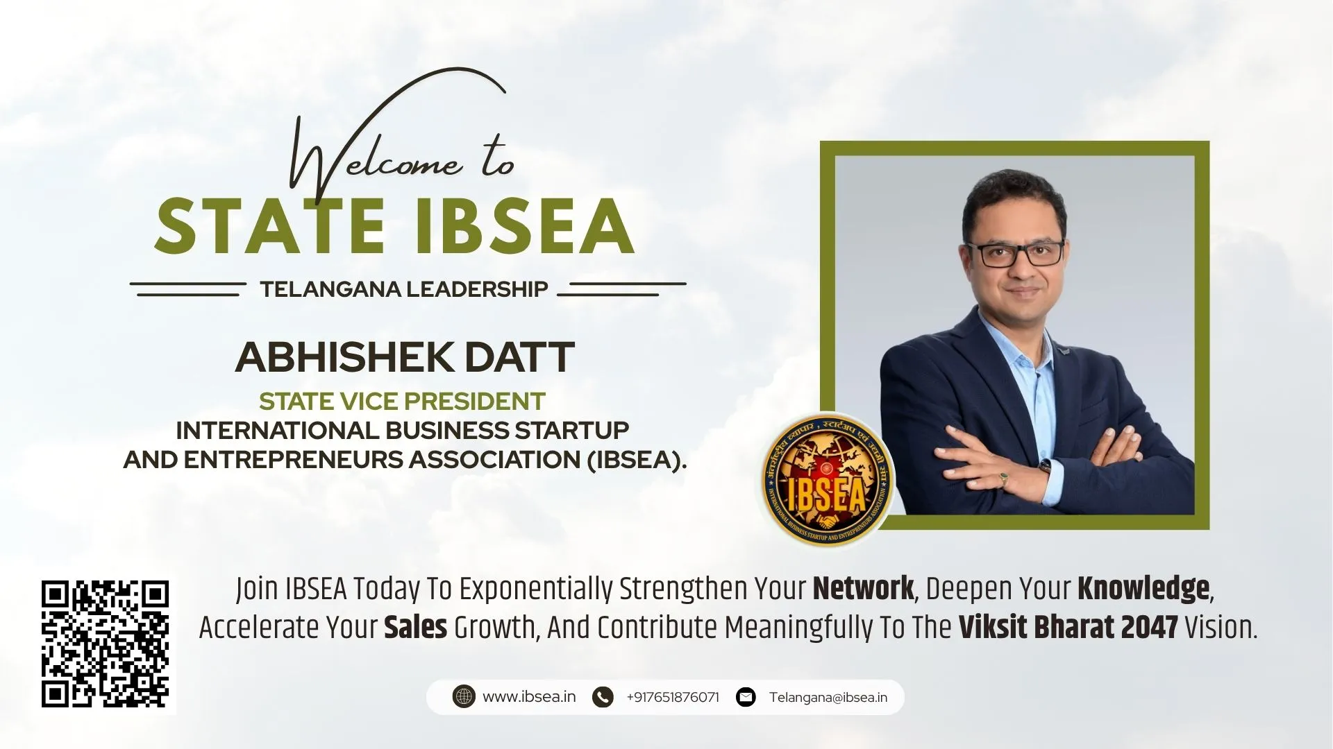 Abhishek Datt Has Been Appointed As Vice President For IBSEA Telangana State.